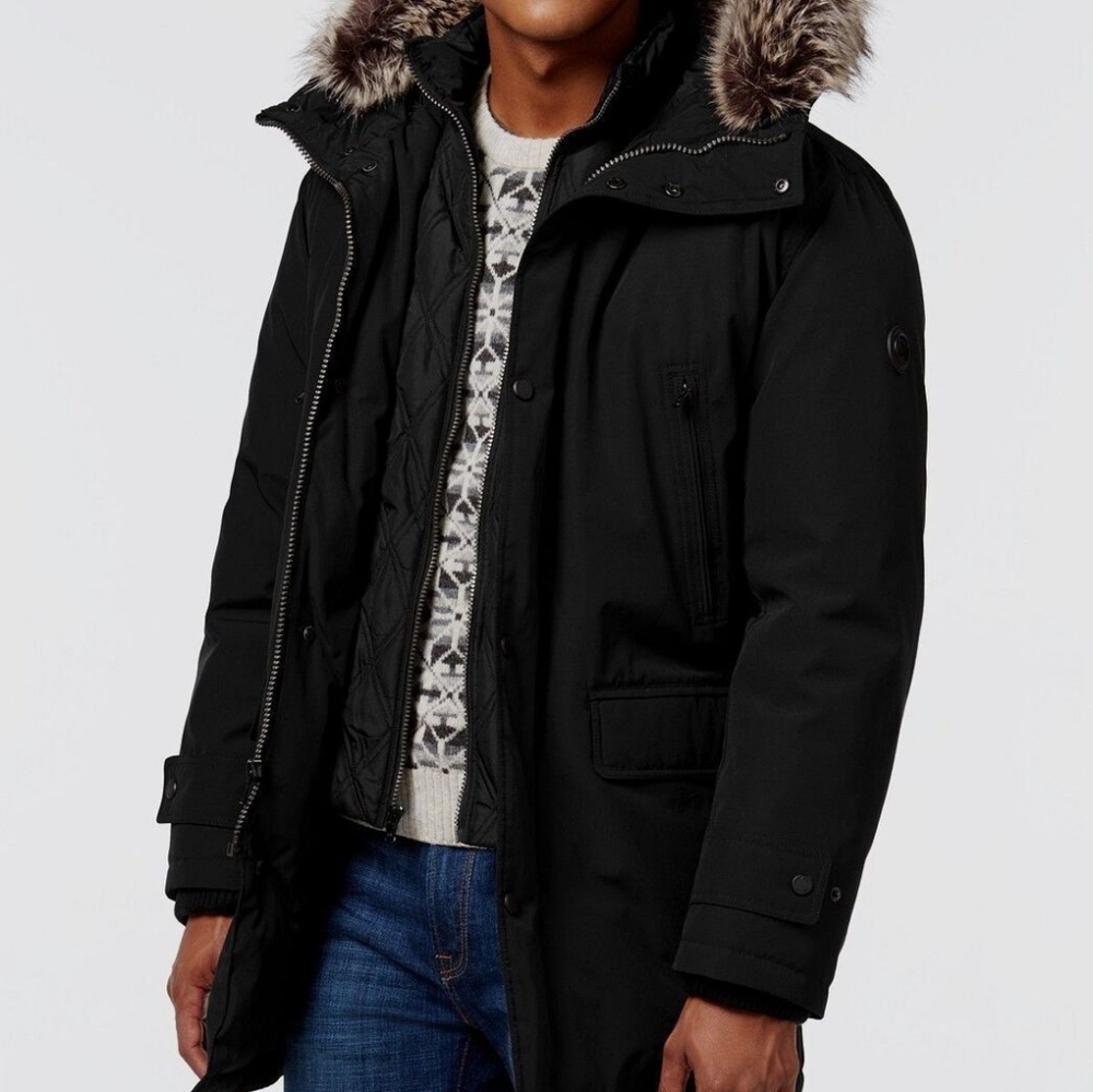 Michael Kors Men's Big & Tall Hooded Bib Snorkel Coat, Created for Macy's 3XB